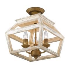 Distressed 4 Light Lantern Semi Flush Mount Burnished Chestnut