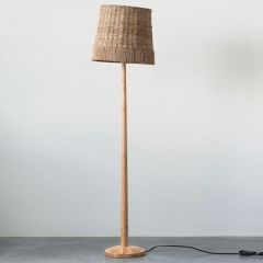 Wood And Metal Floor Lamp With Shade
