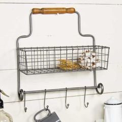 Wall Basket Organizer With Hooks