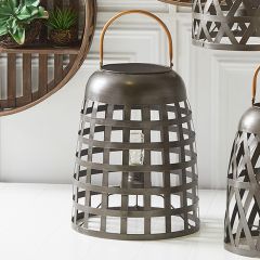 Gold Handled Square Fenced LED Lantern