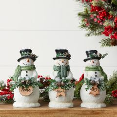Festive Snowman Statue Set of 3
