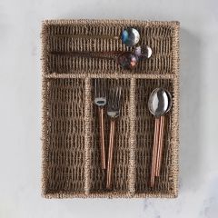 Natural Seagrass Divided Tray Organizer