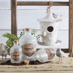 Decorative Glass Bottle With Butterfly Detail Set of 3