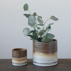 Earthy Elegance Stoneware Planters Set of 2