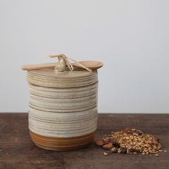 Earthy Stoneware Lidded Pot With Spoon
