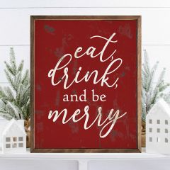 Eat Drink And Be Merry Red Framed Wall Sign