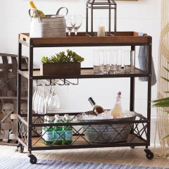 3 Tier Rolling Bar Cart