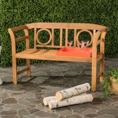 Geometric Acacia Wood Bench