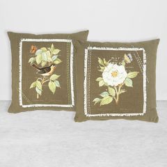 Appliqued and Embroidered Floral Accent Pillow Set of 2