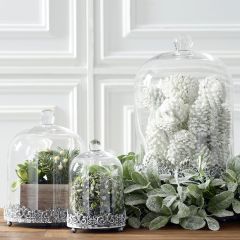 Glass Cloche On Filigree Metal Base Set of 3