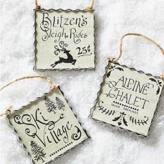 Rustic Alpine Holiday Ornaments Set of 3