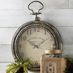 Distressed Metal Pocket Watch Wall Clock