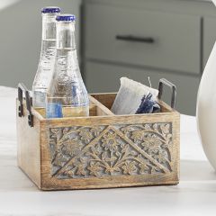 Carved Front Wood Caddy