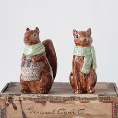 Woodland Animal With Scarf Figurine Set of 2