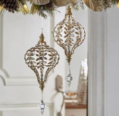 Elegant Jeweled Drop Ornament Set of 2