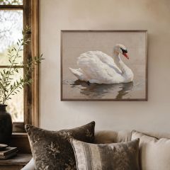 Elegant Swan On Calm Water Framed Wall Art