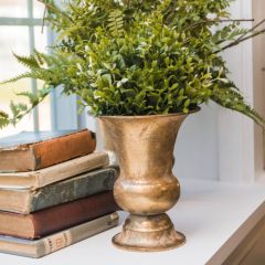 Elegantly Distressed Gold Urn Set of 2