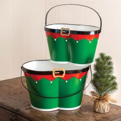 Elf Pants Decorative Metal Buckets Set of 2
