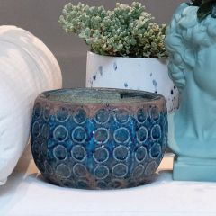 Embossed Circles Terra Cotta Planter