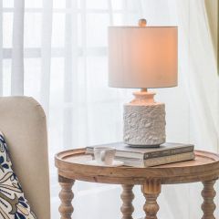 Embossed Floral Base Table Lamp