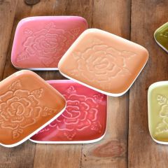 Embossed Floral Metal Coaster Set of 4