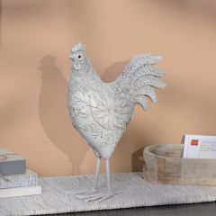 Embossed Floral Rooster Figurine