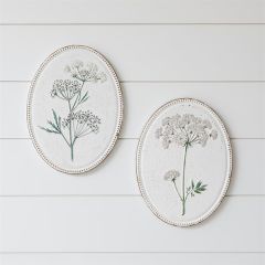 Embossed Florals Oval Wall Art Set of 2