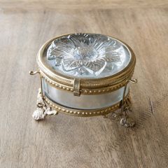 Embossed Glass Trinket Box