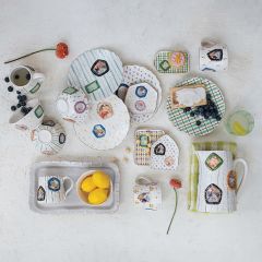 Embossed Hand Painted Stoneware Dish Collection