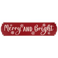 Embossed Merry And Bright Metal Wall Sign