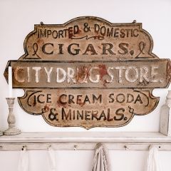 Embossed Metal Drug Store Sign