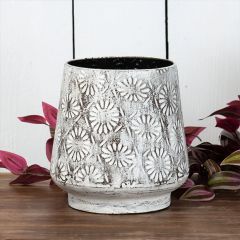 Embossed Metal Floral Pattern Planter