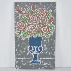 Embossed Metal Floral Vase Wall Art