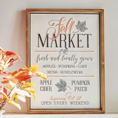 Embossed Metal Framed Fall Market Sign					