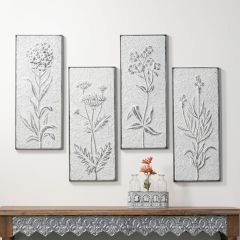 Embossed Metal Herb Wall Art Set of 4