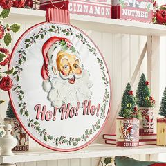 Embossed Metal Ho Ho Ho Santa Wall Sign