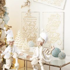 Embossed Metal Holiday Wall Sign Set of 2