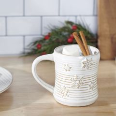 Embossed Snowflake Stoneware Mug Set of 2