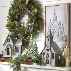 Embossed Snowy Chapel Wall Art