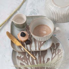 Embossed Wheat Square Stoneware Plate