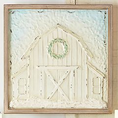 Embossed Winter Barn Framed Wall Art
