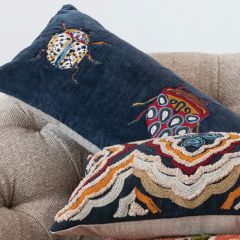 Embroidered Beatles Velvet Lumbar Pillow