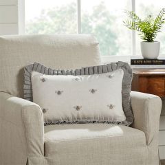 Embroidered Bee Lumbar Pillow