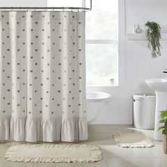 Embroidered Bee Ruffled Shower Curtain