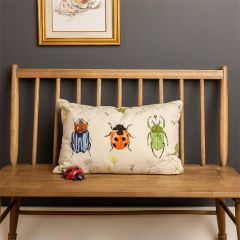 Embroidered Beetles Accent Pillow