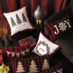 Embroidered Christmas Accent Pillow