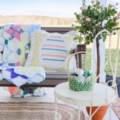Embroidered Easter Egg Accent Pillow