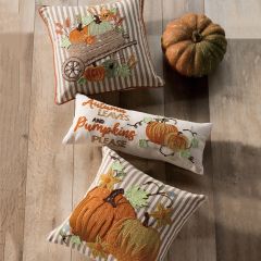 Embroidered Fall Pumpkin Pillow