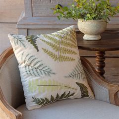 Embroidered Fern Leaves Decorative Pillow