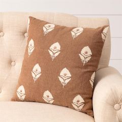 Embroidered Floral Block Print Pillow